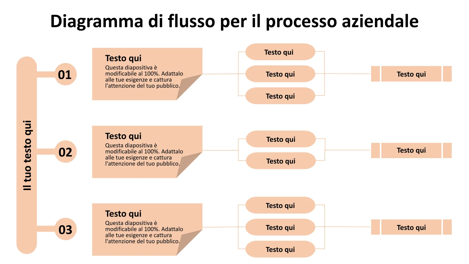 Diagramma di flusso per la progettazione piatta di PowerPoint dei processi aziendali