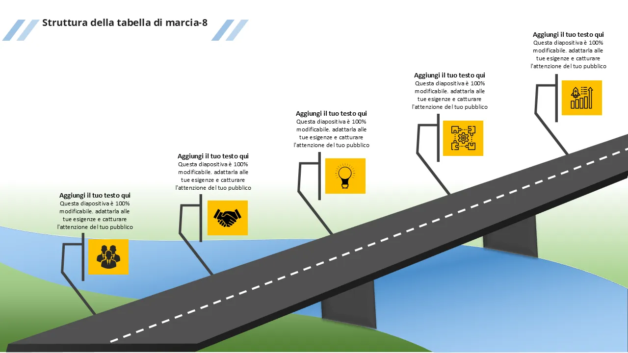 Diapositiva PowerPoint con roadmap per presentazioni aziendali