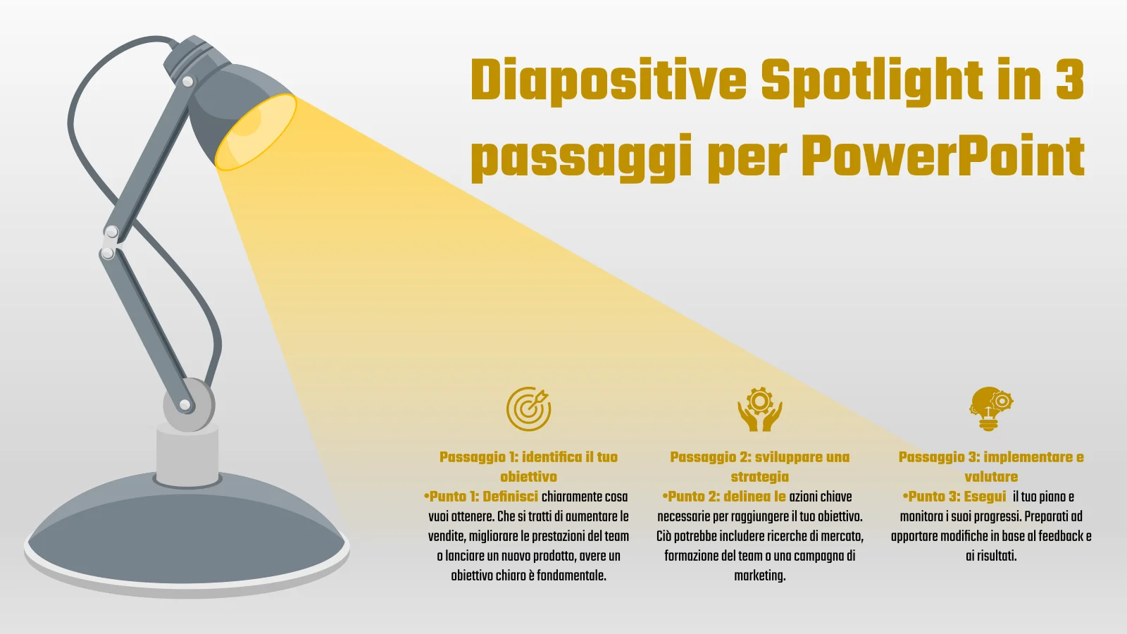 Diapositive Spotlight in 3 passaggi per PowerPoint: pulite e professionali