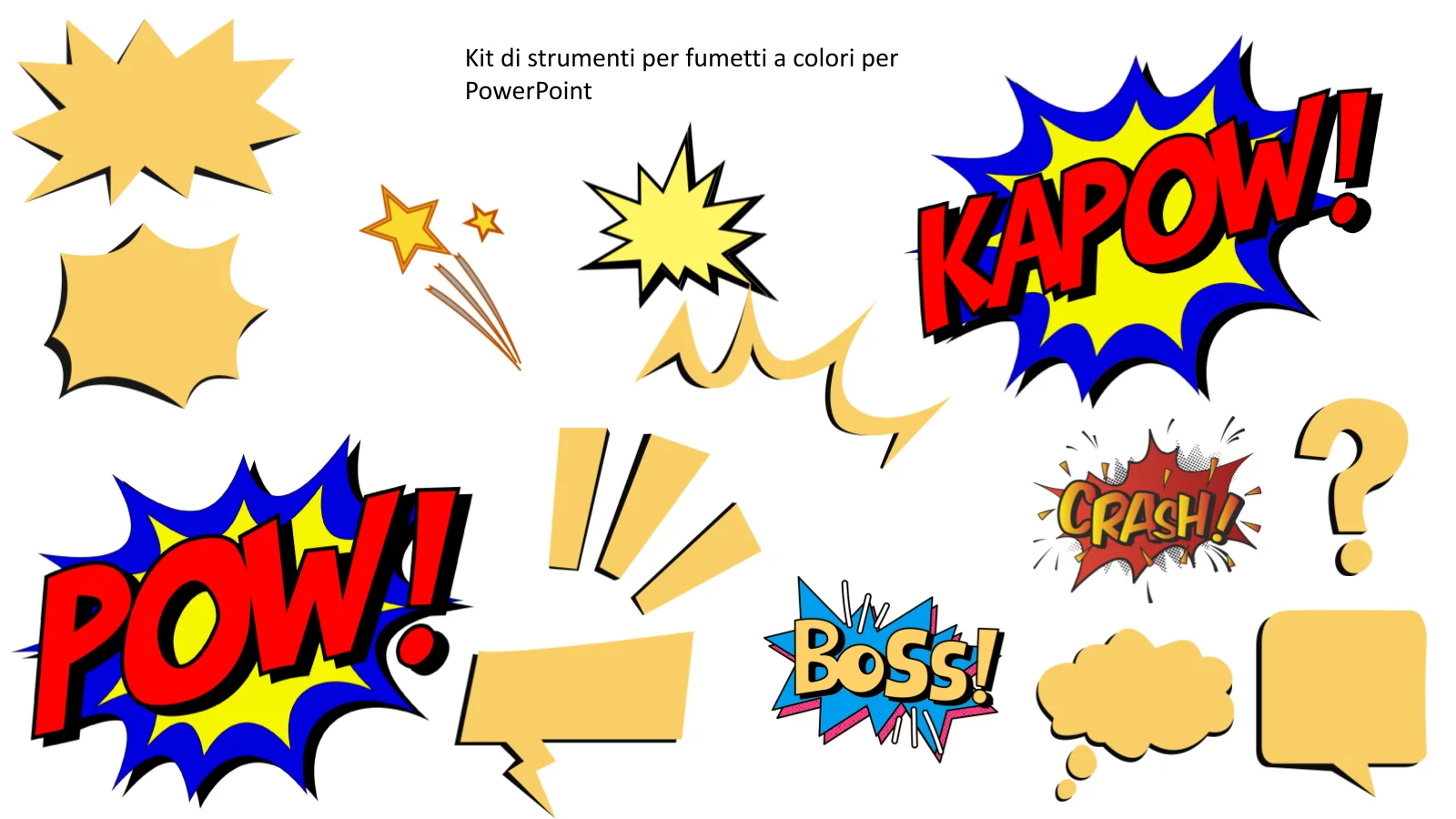 Kit di strumenti per fumetti a colori per PowerPoint - Modelli creativi