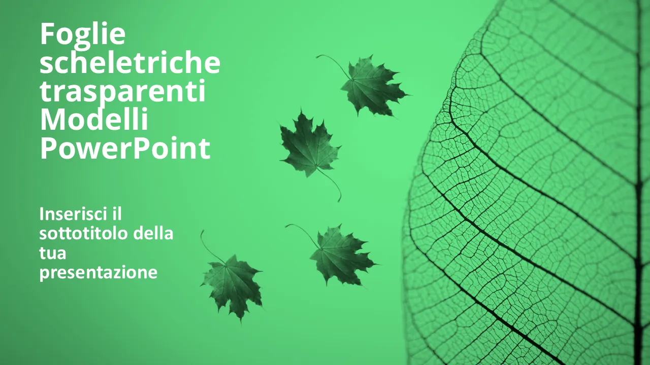Modelli PowerPoint di foglie scheletriche trasparenti per presentazioni aziendali