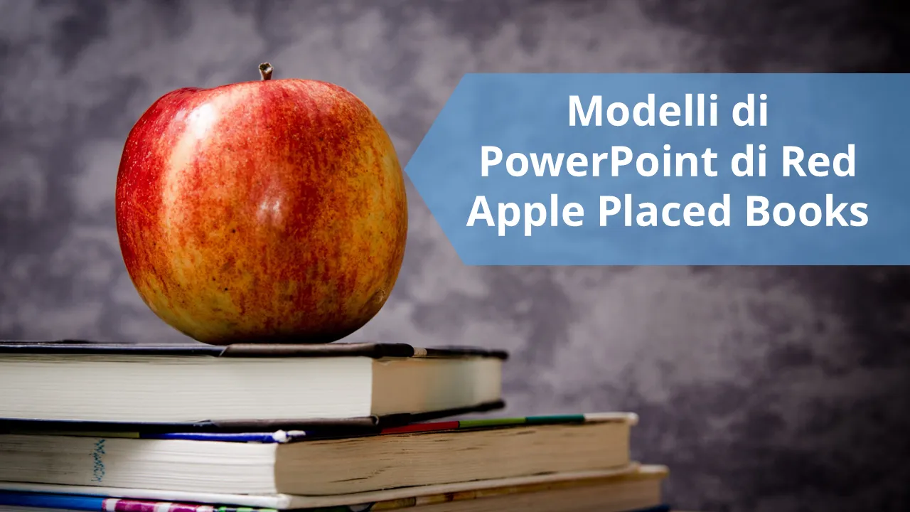 Modelli PowerPoint di libri inseriti mela rossa per presentazioni aziendali