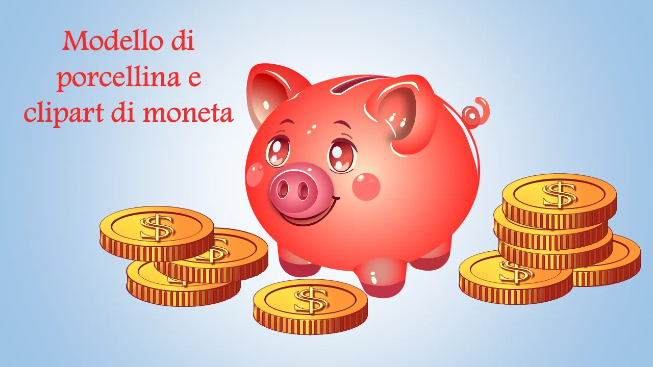 Modello di clipart salvadanaio e moneta per presentazioni aziendali