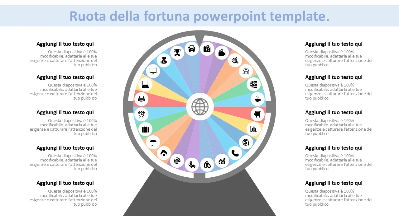 Modello PowerPoint della Ruota della fortuna per presentazioni aziendali