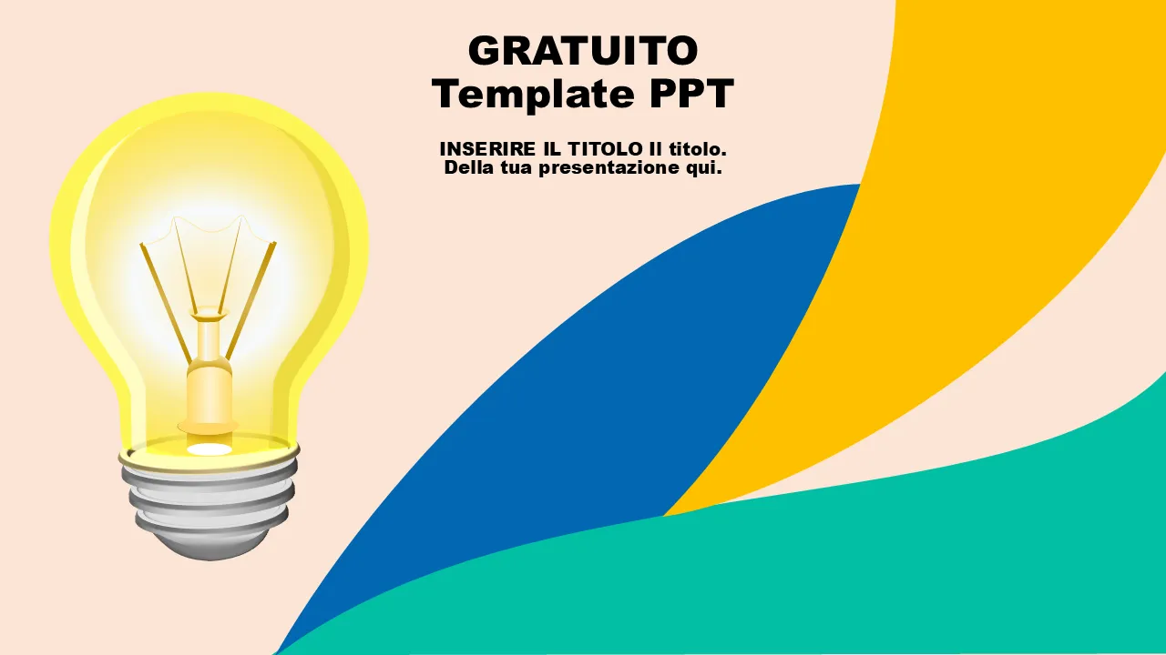 Modello PowerPoint di lampadina di idee creative per presentazioni aziendali